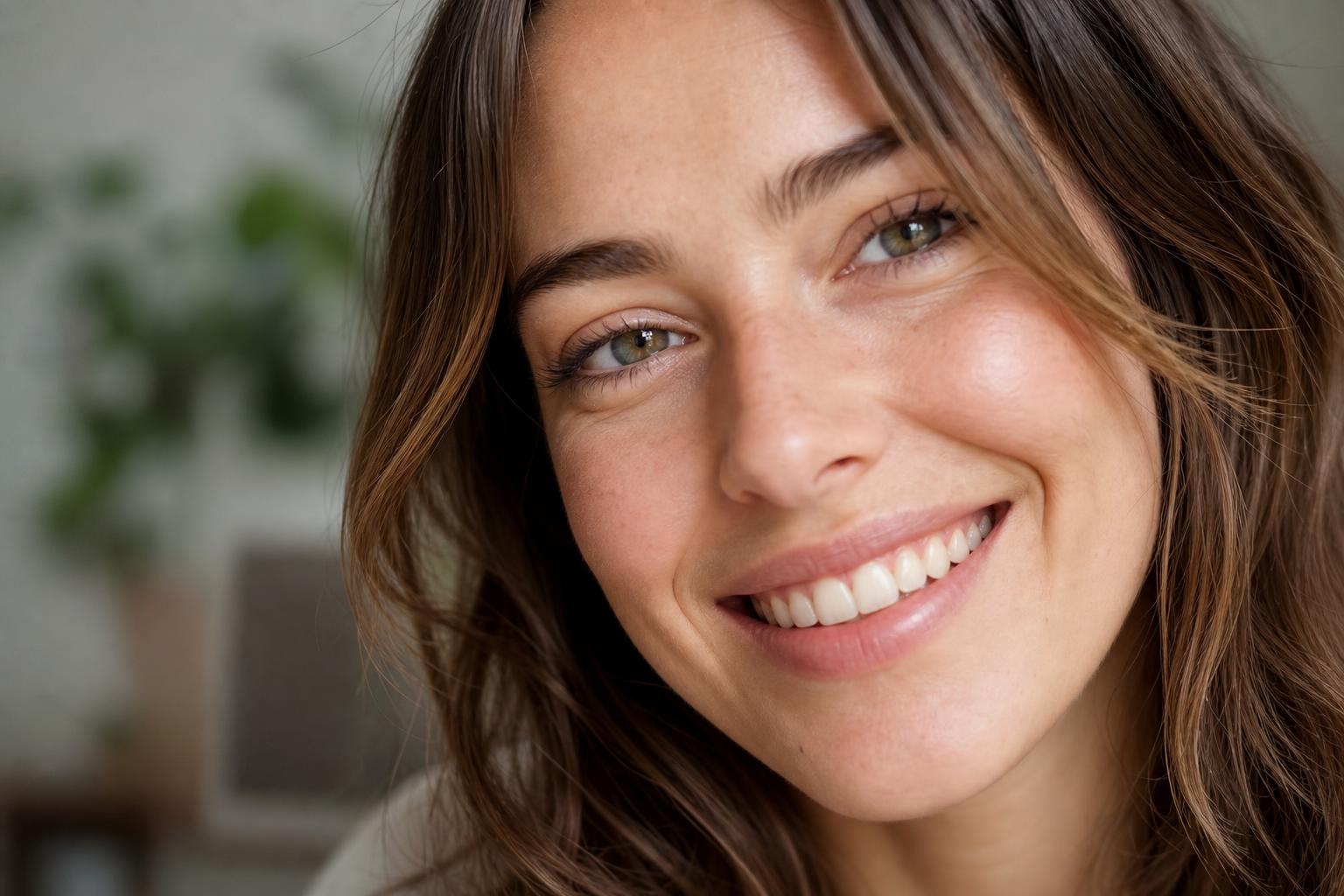 Sourire de star féminin éclatant avec facettes céramiques — résultat typique au cabinet Dr Siahou Marseille