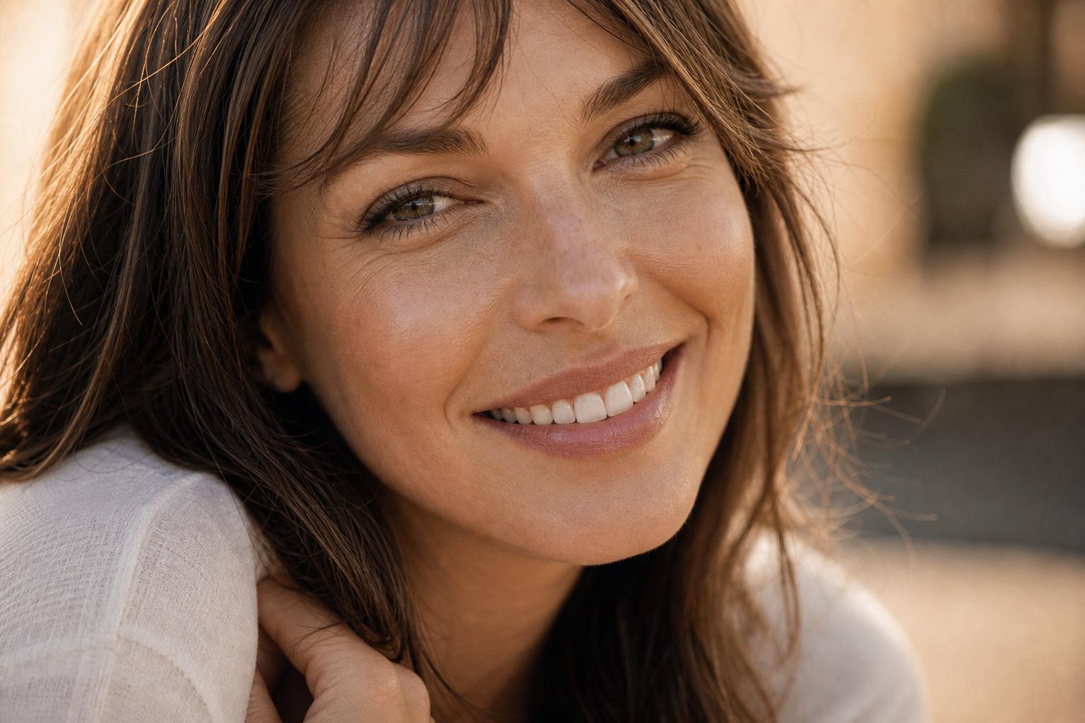 Sourire glamour avec dents parfaitement alignées et blanches — esthétique dentaire Marseille 13012